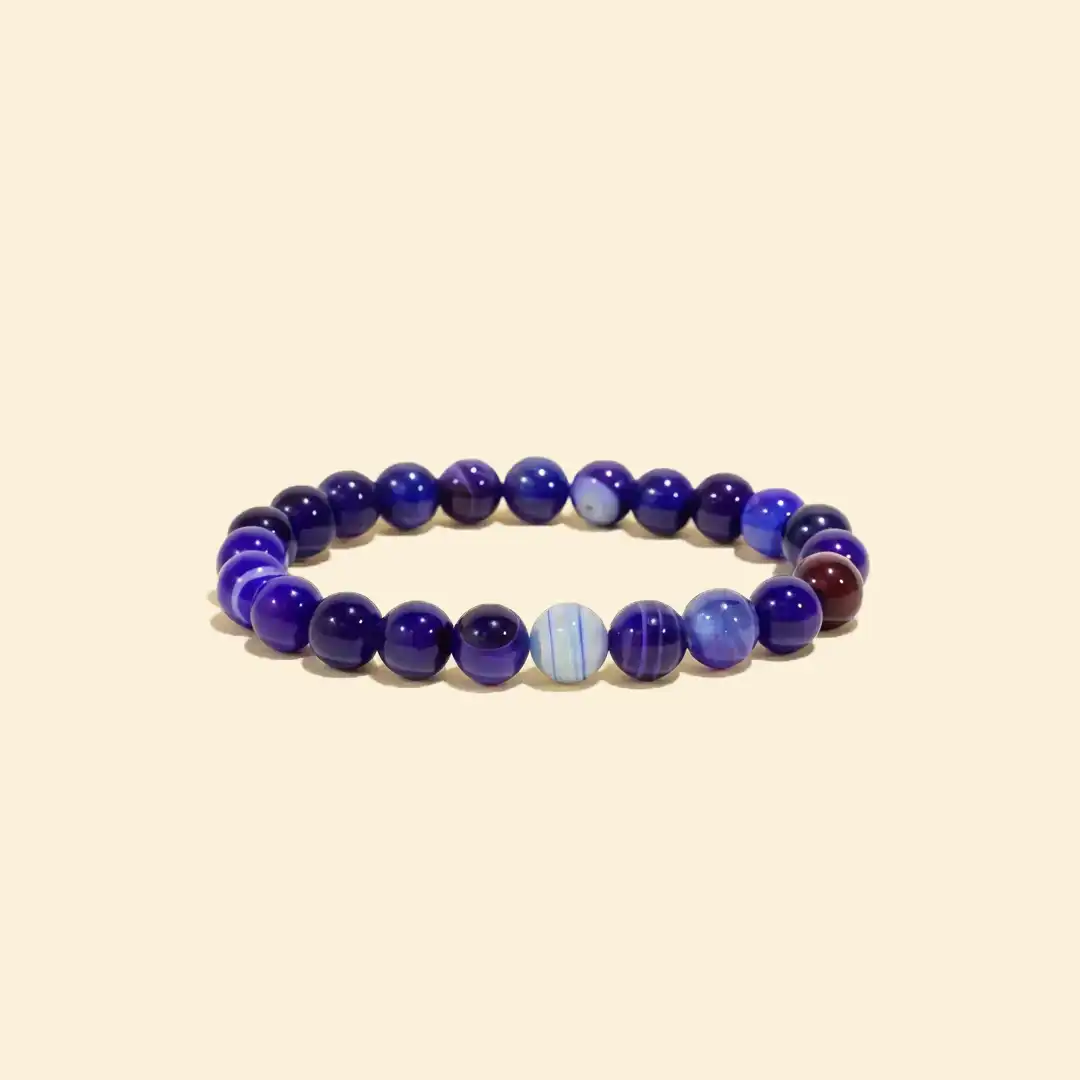 Natural Blue Agate Bracelet - With Certificate