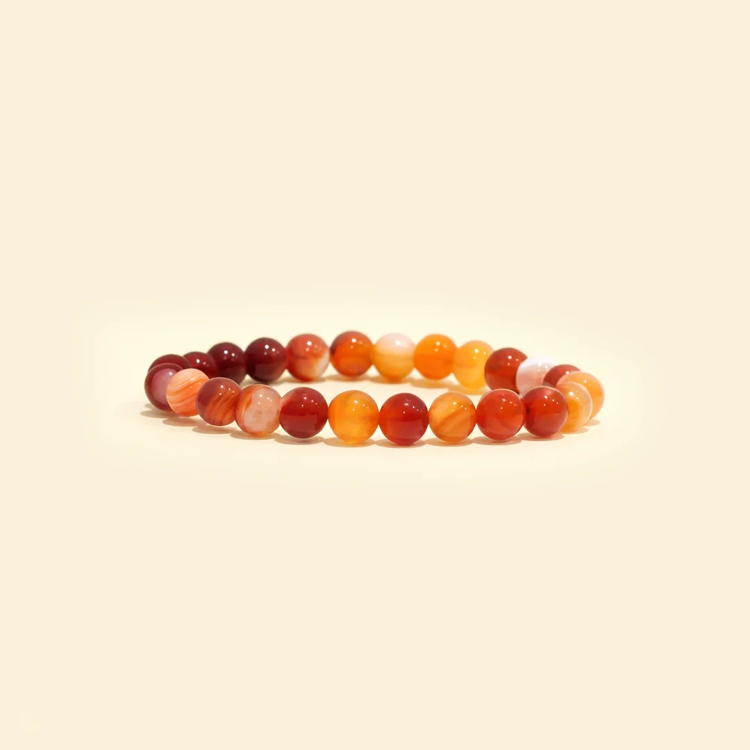 Natural Carnelian Striped Agate Bracelet - With Certificate
